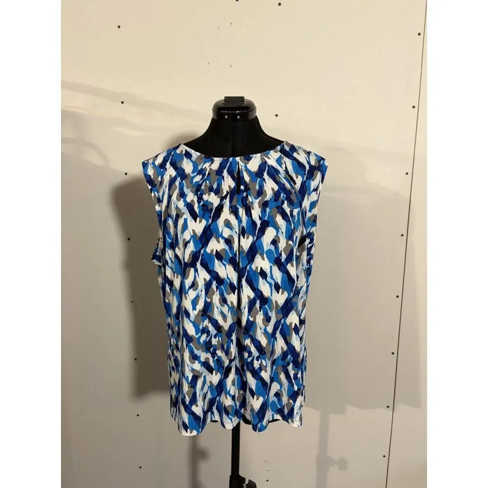 Sleeveless Abstract Print Blouse